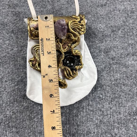 Vintage Carvalhus Crossbody Bag White Brass Crystal Amethyst Quartz Boho Artisan - Picture 9 of 11